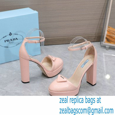 Prada Heel 12.5cm platform 2.5cm Ankle-Strap Pumps Patent Light Pink 2023