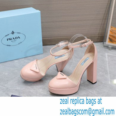 Prada Heel 12.5cm platform 2.5cm Ankle-Strap Pumps Patent Light Pink 2023