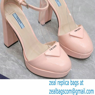 Prada Heel 12.5cm platform 2.5cm Ankle-Strap Pumps Patent Light Pink 2023