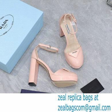 Prada Heel 12.5cm platform 2.5cm Ankle-Strap Pumps Patent Light Pink 2023