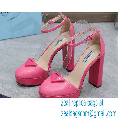 Prada Heel 12.5cm platform 2.5cm Ankle-Strap Pumps Patent Pink 2023