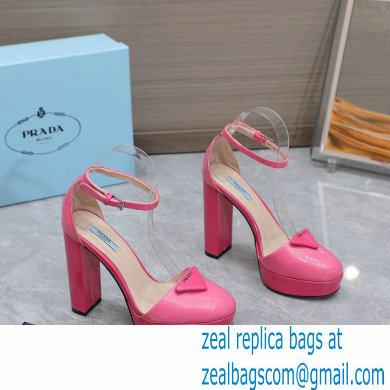 Prada Heel 12.5cm platform 2.5cm Ankle-Strap Pumps Patent Pink 2023