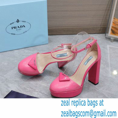 Prada Heel 12.5cm platform 2.5cm Ankle-Strap Pumps Patent Pink 2023