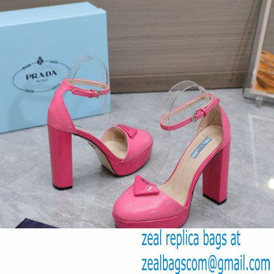 Prada Heel 12.5cm platform 2.5cm Ankle-Strap Pumps Patent Pink 2023