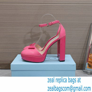 Prada Heel 12.5cm platform 2.5cm Ankle-Strap Pumps Patent Pink 2023