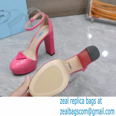 Prada Heel 12.5cm platform 2.5cm Ankle-Strap Pumps Patent Pink 2023
