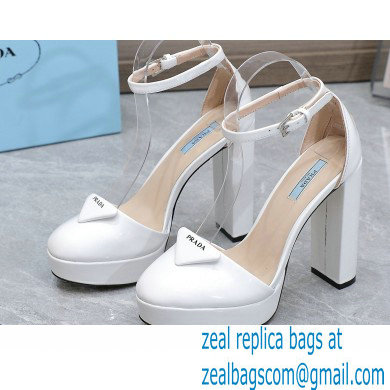 Prada Heel 12.5cm platform 2.5cm Ankle-Strap Pumps Patent White 2023