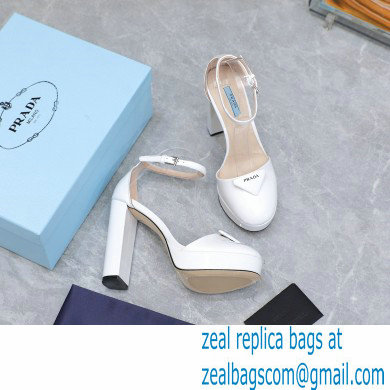 Prada Heel 12.5cm platform 2.5cm Ankle-Strap Pumps Patent White 2023