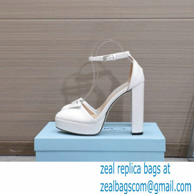 Prada Heel 12.5cm platform 2.5cm Ankle-Strap Pumps Patent White 2023