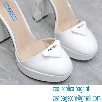 Prada Heel 12.5cm platform 2.5cm Ankle-Strap Pumps Patent White 2023