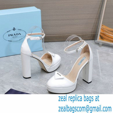 Prada Heel 12.5cm platform 2.5cm Ankle-Strap Pumps Patent White 2023