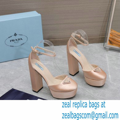 Prada Heel 12.5cm platform 2.5cm Ankle-Strap Pumps Satin Beige 2023