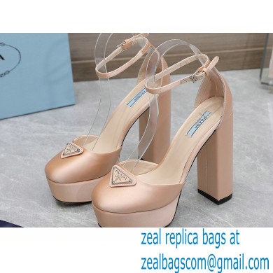 Prada Heel 12.5cm platform 2.5cm Ankle-Strap Pumps Satin Beige 2023