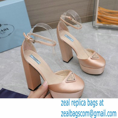 Prada Heel 12.5cm platform 2.5cm Ankle-Strap Pumps Satin Beige 2023