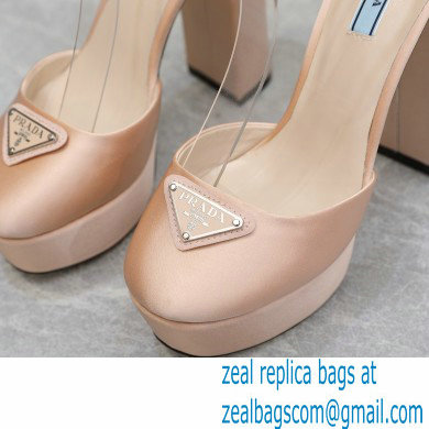 Prada Heel 12.5cm platform 2.5cm Ankle-Strap Pumps Satin Beige 2023