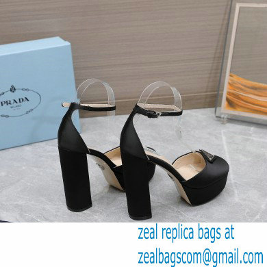 Prada Heel 12.5cm platform 2.5cm Ankle-Strap Pumps Satin Black 2023