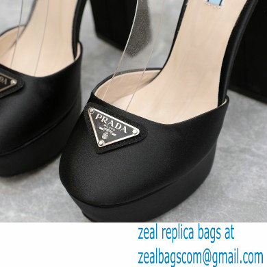 Prada Heel 12.5cm platform 2.5cm Ankle-Strap Pumps Satin Black 2023