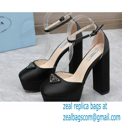 Prada Heel 12.5cm platform 2.5cm Ankle-Strap Pumps Satin Black 2023