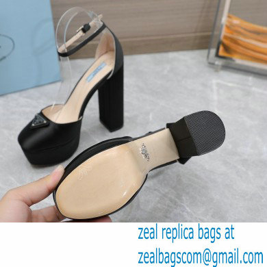 Prada Heel 12.5cm platform 2.5cm Ankle-Strap Pumps Satin Black 2023