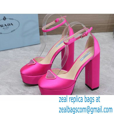 Prada Heel 12.5cm platform 2.5cm Ankle-Strap Pumps Satin Fuchsia 2023