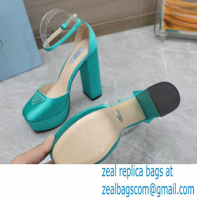 Prada Heel 12.5cm platform 2.5cm Ankle-Strap Pumps Satin Green 2023