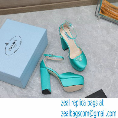 Prada Heel 12.5cm platform 2.5cm Ankle-Strap Pumps Satin Green 2023