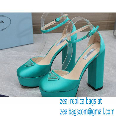 Prada Heel 12.5cm platform 2.5cm Ankle-Strap Pumps Satin Green 2023