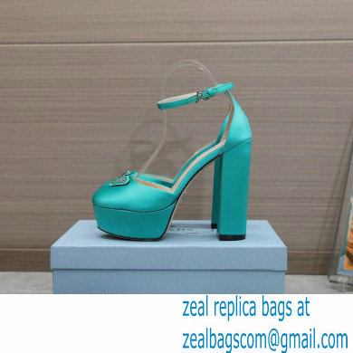 Prada Heel 12.5cm platform 2.5cm Ankle-Strap Pumps Satin Green 2023