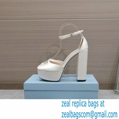 Prada Heel 12.5cm platform 2.5cm Ankle-Strap Pumps Satin White 2023