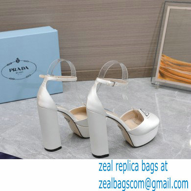 Prada Heel 12.5cm platform 2.5cm Ankle-Strap Pumps Satin White 2023