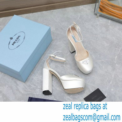 Prada Heel 12.5cm platform 2.5cm Ankle-Strap Pumps Satin White 2023 - Click Image to Close