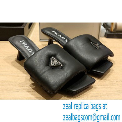 Prada Heel 3.5cm Soft padded nappa leather sandals Black 2023