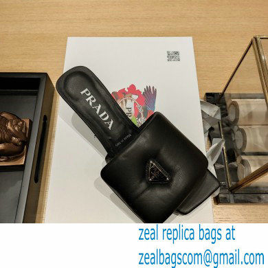Prada Heel 3.5cm Soft padded nappa leather sandals Black 2023
