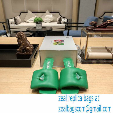Prada Heel 3.5cm Soft padded nappa leather sandals Green 2023