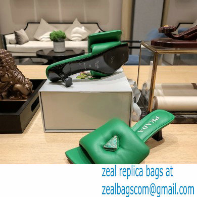 Prada Heel 3.5cm Soft padded nappa leather sandals Green 2023