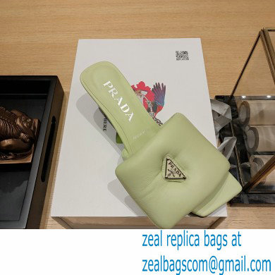 Prada Heel 3.5cm Soft padded nappa leather sandals Pale Green 2023