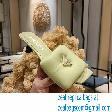 Prada Heel 3.5cm Soft padded nappa leather sandals Pale Green 2023