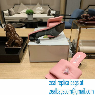 Prada Heel 3.5cm Soft padded nappa leather sandals Pink 2023