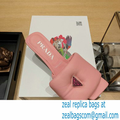 Prada Heel 3.5cm Soft padded nappa leather sandals Pink 2023