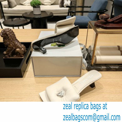 Prada Heel 3.5cm Soft padded nappa leather sandals White 2023