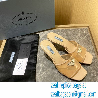 Prada Heel 6.5cm Plexiglas and patent leather sandals apricot 2022 - Click Image to Close
