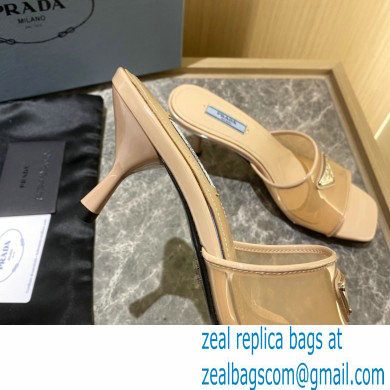 Prada Heel 6.5cm Plexiglas and patent leather sandals apricot 2022