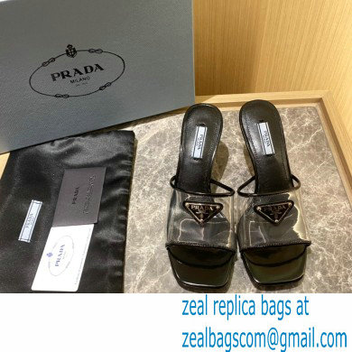 Prada Heel 6.5cm Plexiglas and patent leather sandals black 2022 - Click Image to Close