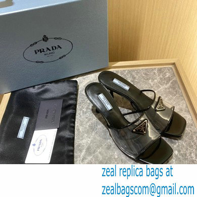 Prada Heel 6.5cm Plexiglas and patent leather sandals black 2022