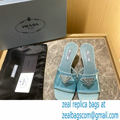 Prada Heel 6.5cm Plexiglas and patent leather sandals blue 2022