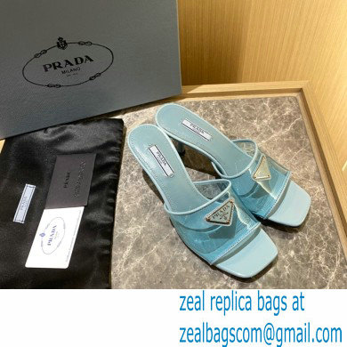 Prada Heel 6.5cm Plexiglas and patent leather sandals blue 2022