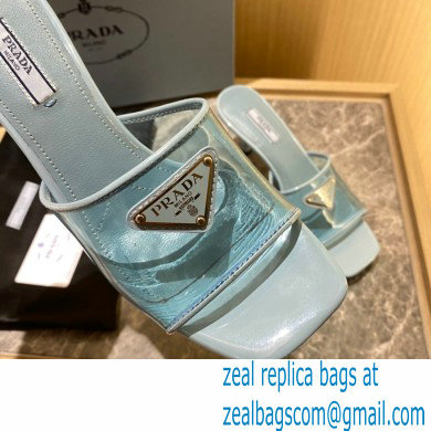 Prada Heel 6.5cm Plexiglas and patent leather sandals blue 2022