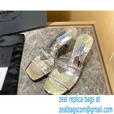 Prada Heel 6.5cm Plexiglas and patent leather sandals silver 2022