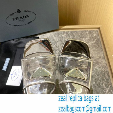 Prada Heel 6.5cm Plexiglas and patent leather sandals silver 2022