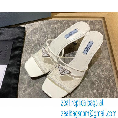 Prada Heel 6.5cm Plexiglas and patent leather sandals white 2022